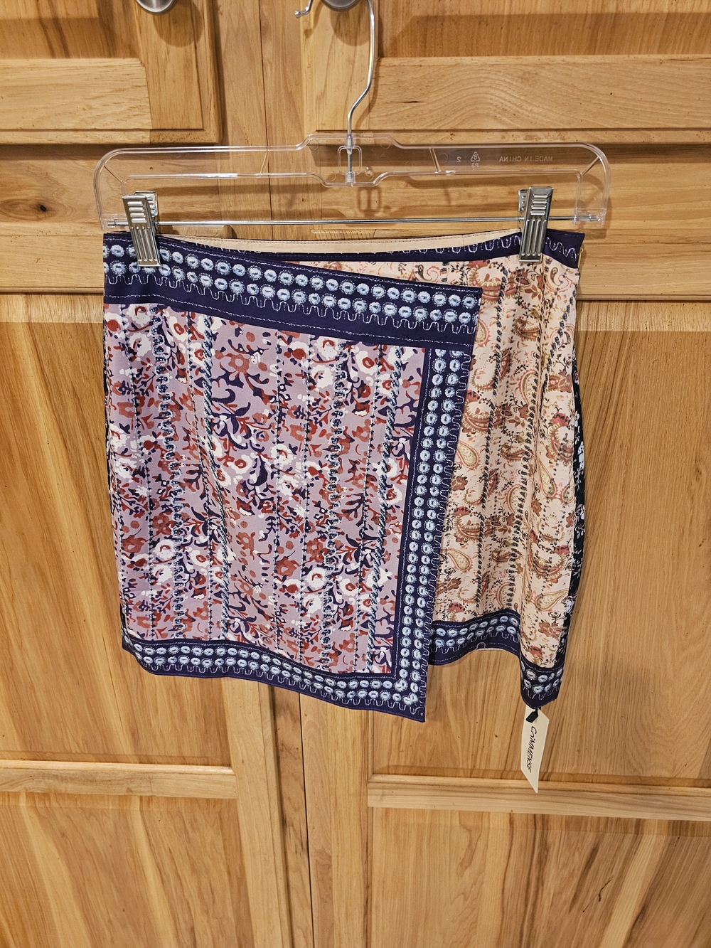 Commense Paisley Patchwork Mini Skirt - Navy & Blush